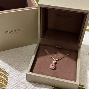 Chaunet Joséphine Aigrette Collection White Gold And Pink Tourmaline Necklace